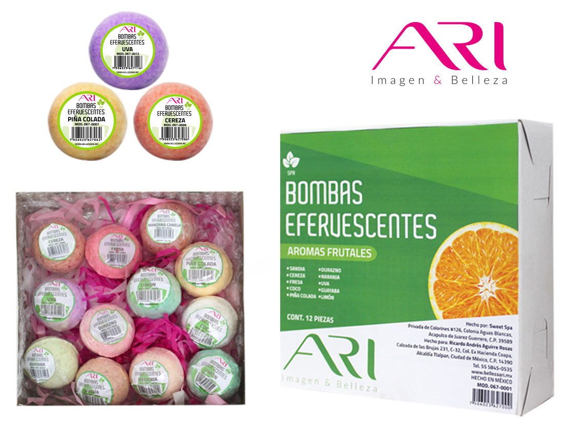 BOMBAS EFERVESCENTES AROMAS FRUTALES C/12PZS