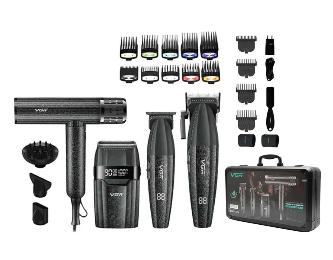 VGR SET 4EN1 CORT+TERMIN+AFEITA+SECAD NEG V-640S4N