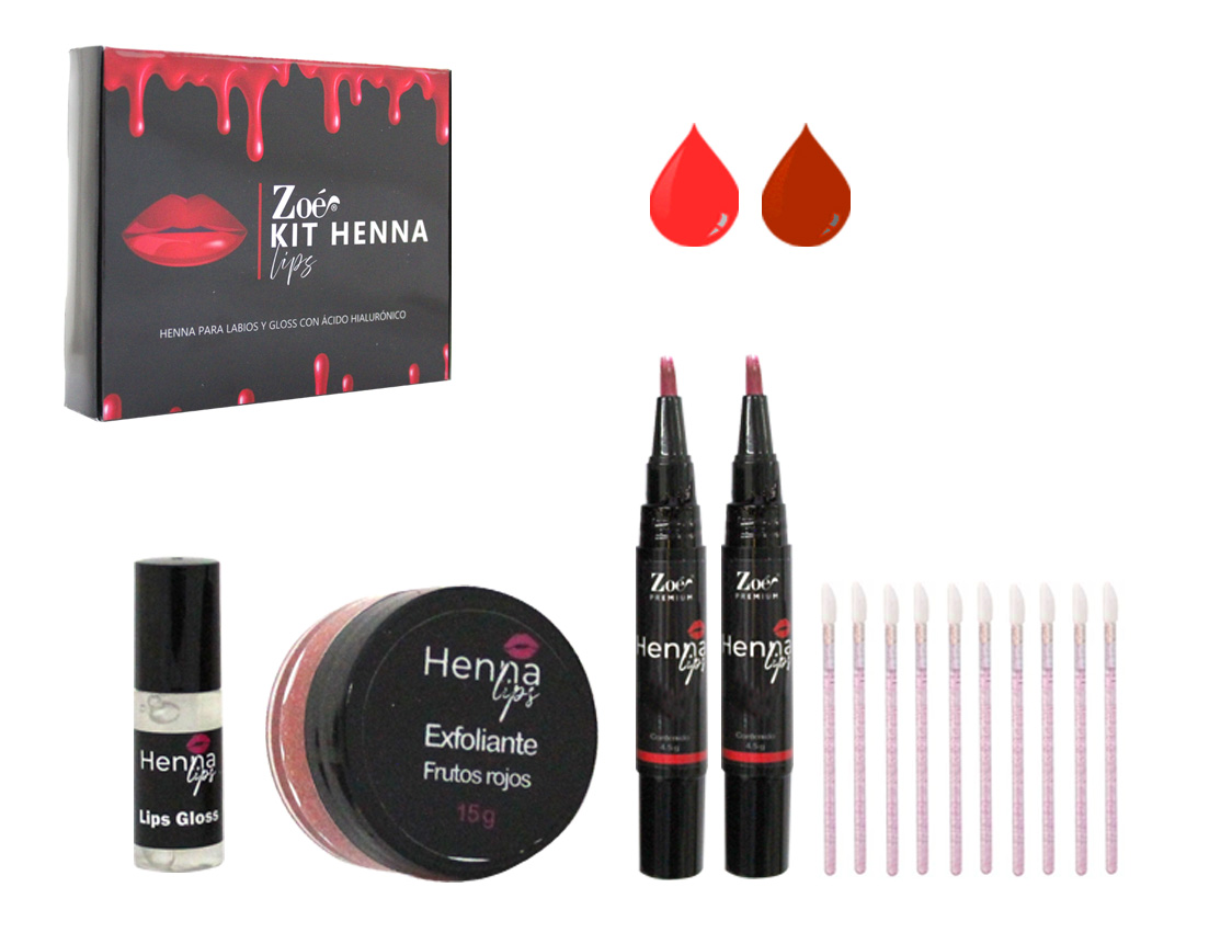 KIT DE HENNA LIPS 2 COLORES ROJO Y ROJO FUERTE